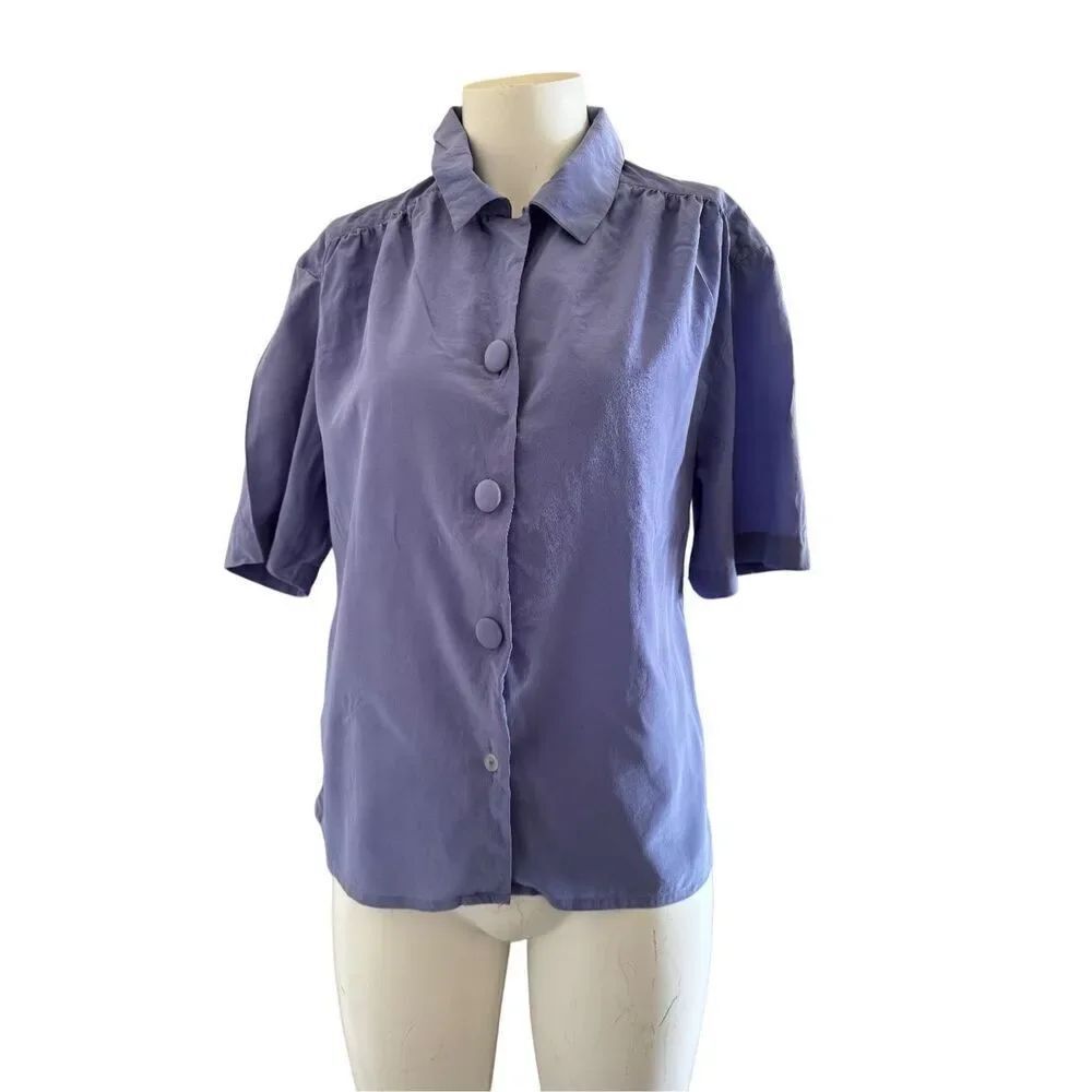 TLH by Hypi M women’s vintage 90s pastel purple 100% silk button up blouse